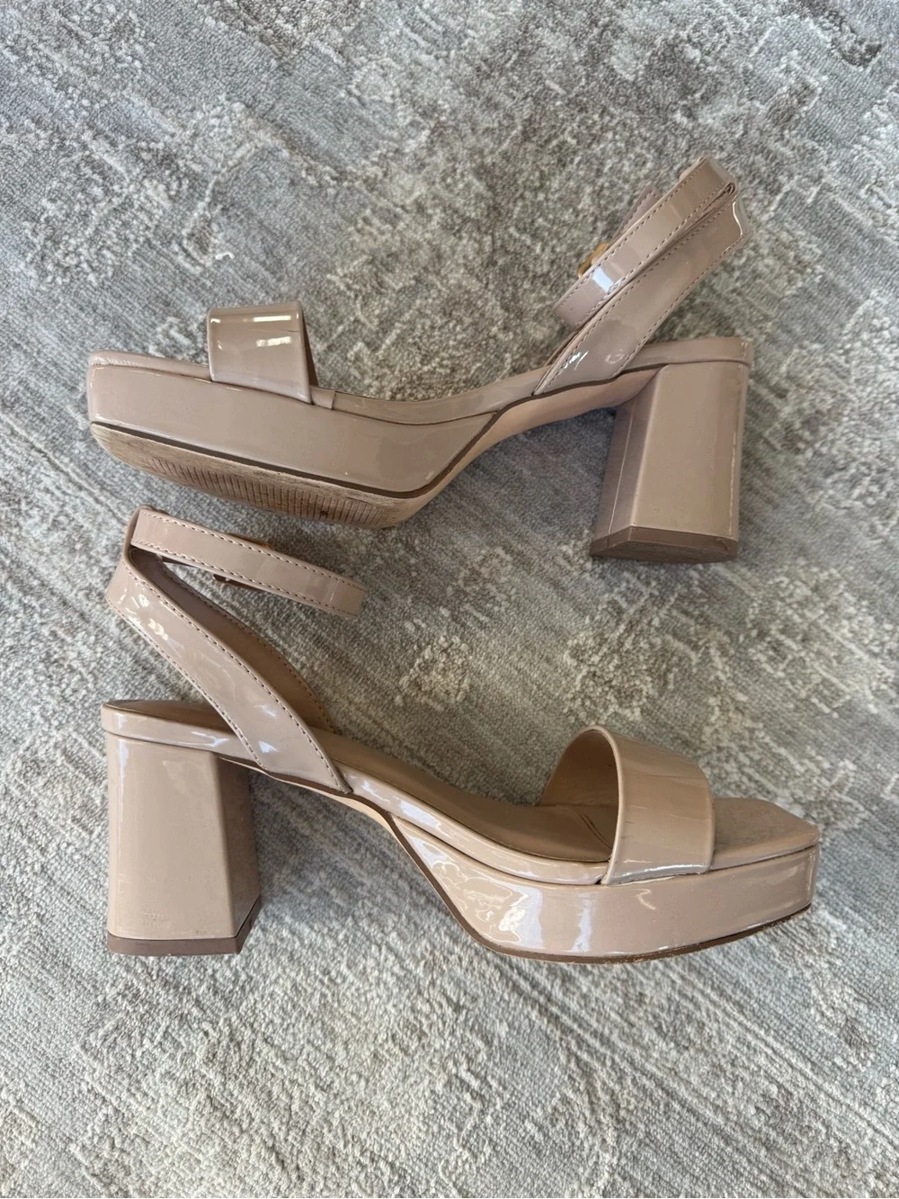 Cushionaire Nude Patent Platform Dress Sandals
